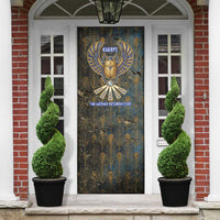 Khepri Ancient Egyptian Door Cover Dark Hieroglyphic, Blue Lotus Eye Symbol, and Winged Scarab Resurrection - Wonder Print Shop