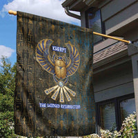 Khepri Ancient Egyptian Garden Flag Dark Hieroglyphic, Blue Lotus Eye Symbol, and Winged Scarab Resurrection - Wonder Print Shop