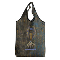 Khepri Ancient Egyptian Grocery Bag Dark Hieroglyphic, Blue Lotus Eye Symbol, and Winged Scarab Resurrection - Wonder Print Shop