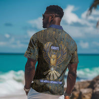 Khepri Ancient Egyptian Hawaiian Shirt Dark Hieroglyphic, Blue Lotus Eye Symbol, and Winged Scarab Resurrection - Wonder Print Shop