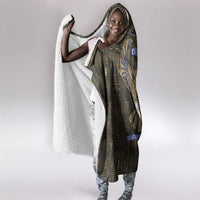 Khepri Ancient Egyptian Hooded Blanket Dark Hieroglyphic, Blue Lotus Eye Symbol, and Winged Scarab Resurrection - Wonder Print Shop