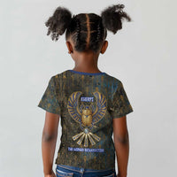 Khepri Ancient Egyptian Kid T shirt Dark Hieroglyphic, Blue Lotus Eye Symbol, and Winged Scarab Resurrection - Wonder Print Shop