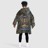 Khepri Ancient Egyptian Kid Wearable Blanket Hoodie Dark Hieroglyphic, Blue Lotus Eye Symbol, and Winged Scarab Resurrection - Wonder Print Shop