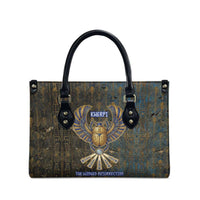 Khepri Ancient Egyptian Leather Bag Dark Hieroglyphic, Blue Lotus Eye Symbol, and Winged Scarab Resurrection - Wonder Print Shop