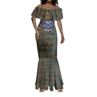 Khepri Ancient Egyptian Mermaid Dress Dark Hieroglyphic, Blue Lotus Eye Symbol, and Winged Scarab Resurrection - Wonder Print Shop