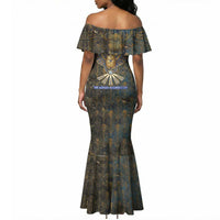 Khepri Ancient Egyptian Mermaid Dress Dark Hieroglyphic, Blue Lotus Eye Symbol, and Winged Scarab Resurrection - Wonder Print Shop
