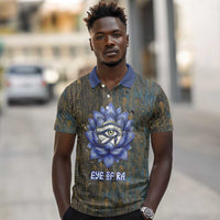 Khepri Ancient Egyptian Polo Shirt Dark Hieroglyphic, Blue Lotus Eye Symbol, and Winged Scarab Resurrection - Wonder Print Shop