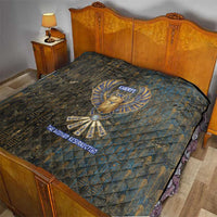 Khepri Ancient Egyptian Quilt Dark Hieroglyphic, Blue Lotus Eye Symbol, and Winged Scarab Resurrection - Wonder Print Shop