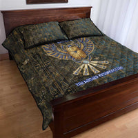 Khepri Ancient Egyptian Quilt Bed Set Dark Hieroglyphic, Blue Lotus Eye Symbol, and Winged Scarab Resurrection - Wonder Print Shop