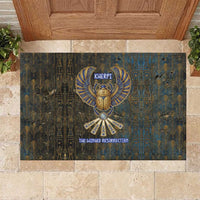 Khepri Ancient Egyptian Rubber Doormat Dark Hieroglyphic, Blue Lotus Eye Symbol, and Winged Scarab Resurrection - Wonder Print Shop