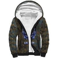Khepri Ancient Egyptian Sherpa Hoodie Dark Hieroglyphic, Blue Lotus Eye Symbol, and Winged Scarab Resurrection - Wonder Print Shop