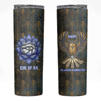 Khepri Ancient Egyptian Skinny Tumbler Dark Hieroglyphic, Blue Lotus Eye Symbol, and Winged Scarab Resurrection - Wonder Print Shop