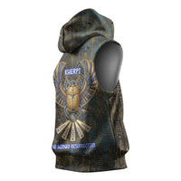 Khepri Ancient Egyptian Sleeveless Hoodie Dark Hieroglyphic, Blue Lotus Eye Symbol, and Winged Scarab Resurrection - Wonder Print Shop