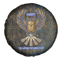 Khepri Ancient Egyptian Spare Tire Cover Dark Hieroglyphic, Blue Lotus Eye Symbol, and Winged Scarab Resurrection - Wonder Print Shop