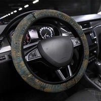 Khepri Ancient Egyptian Steering Wheel Cover Dark Hieroglyphic, Blue Lotus Eye Symbol, and Winged Scarab Resurrection - Wonder Print Shop