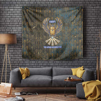 Khepri Ancient Egyptian Tapestry Dark Hieroglyphic, Blue Lotus Eye Symbol, and Winged Scarab Resurrection - Wonder Print Shop