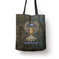 Khepri Ancient Egyptian Tote Bag Dark Hieroglyphic, Blue Lotus Eye Symbol, and Winged Scarab Resurrection - Wonder Print Shop