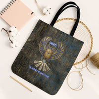 Khepri Ancient Egyptian Tote Bag Dark Hieroglyphic, Blue Lotus Eye Symbol, and Winged Scarab Resurrection - Wonder Print Shop