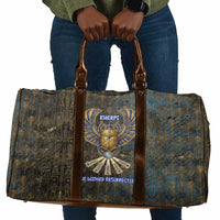 Khepri Ancient Egyptian Travel Bag Dark Hieroglyphic, Blue Lotus Eye Symbol, and Winged Scarab Resurrection - Wonder Print Shop