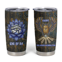 Khepri Ancient Egyptian Tumbler Cup Dark Hieroglyphic, Blue Lotus Eye Symbol, and Winged Scarab Resurrection - Wonder Print Shop