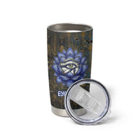 Khepri Ancient Egyptian Tumbler Cup Dark Hieroglyphic, Blue Lotus Eye Symbol, and Winged Scarab Resurrection - Wonder Print Shop