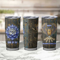 Khepri Ancient Egyptian Tumbler Cup Dark Hieroglyphic, Blue Lotus Eye Symbol, and Winged Scarab Resurrection - Wonder Print Shop