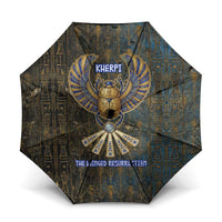Khepri Ancient Egyptian Umbrella Dark Hieroglyphic, Blue Lotus Eye Symbol, and Winged Scarab Resurrection - Wonder Print Shop