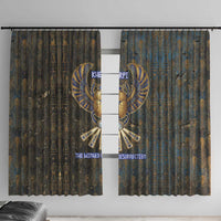 Khepri Ancient Egyptian Window Curtain Dark Hieroglyphic, Blue Lotus Eye Symbol, and Winged Scarab Resurrection - Wonder Print Shop