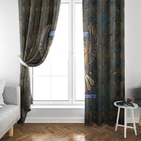 Khepri Ancient Egyptian Window Curtain Dark Hieroglyphic, Blue Lotus Eye Symbol, and Winged Scarab Resurrection - Wonder Print Shop