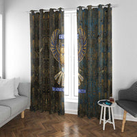 Khepri Ancient Egyptian Window Curtain Dark Hieroglyphic, Blue Lotus Eye Symbol, and Winged Scarab Resurrection - Wonder Print Shop
