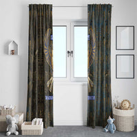 Khepri Ancient Egyptian Window Curtain Dark Hieroglyphic, Blue Lotus Eye Symbol, and Winged Scarab Resurrection - Wonder Print Shop