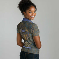 Khepri Ancient Egyptian Women Polo Shirt Dark Hieroglyphic, Blue Lotus Eye Symbol, and Winged Scarab Resurrection - Wonder Print Shop