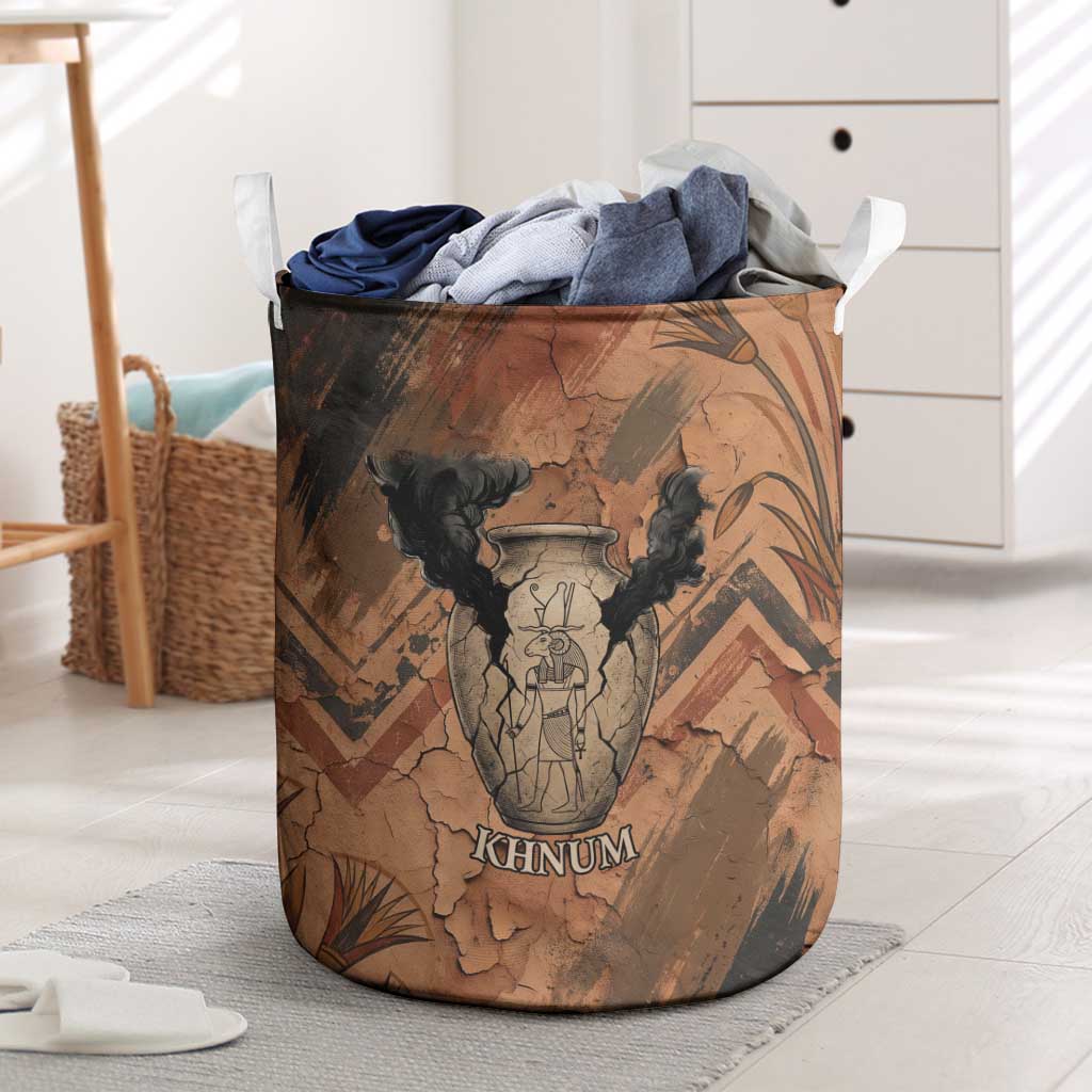 Khnum Laundry Basket Ancient Egyptian Earthy Cracked Papyrus - Divine Potter - Wonder Print Shop