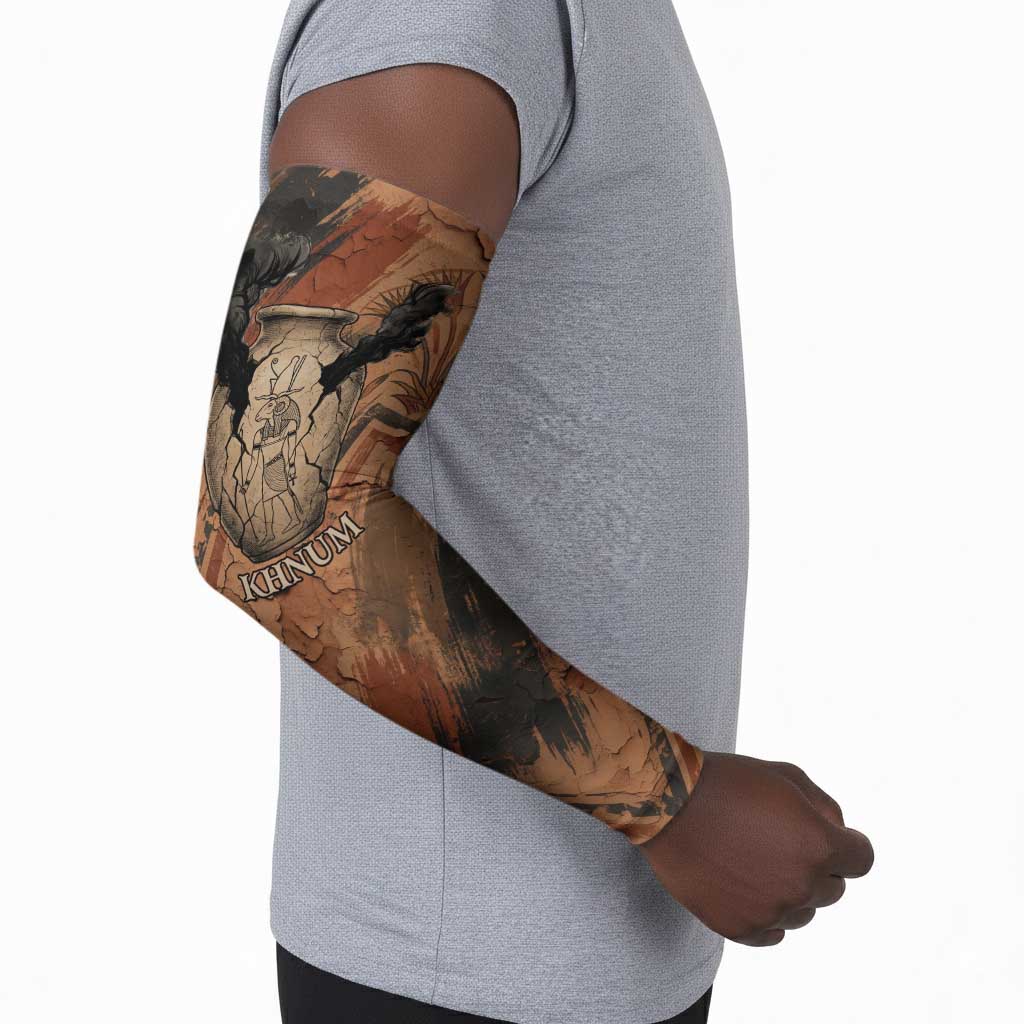 Khnum Arm Sleeves Ancient Egyptian Earthy Cracked Papyrus - Divine Potter - Wonder Print Shop