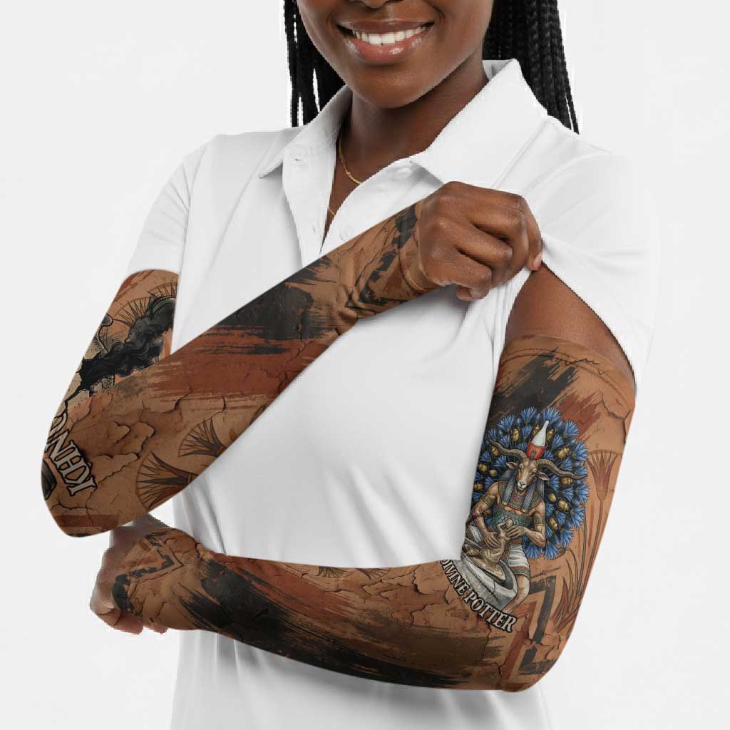 Khnum Arm Sleeves Ancient Egyptian Earthy Cracked Papyrus - Divine Potter - Wonder Print Shop
