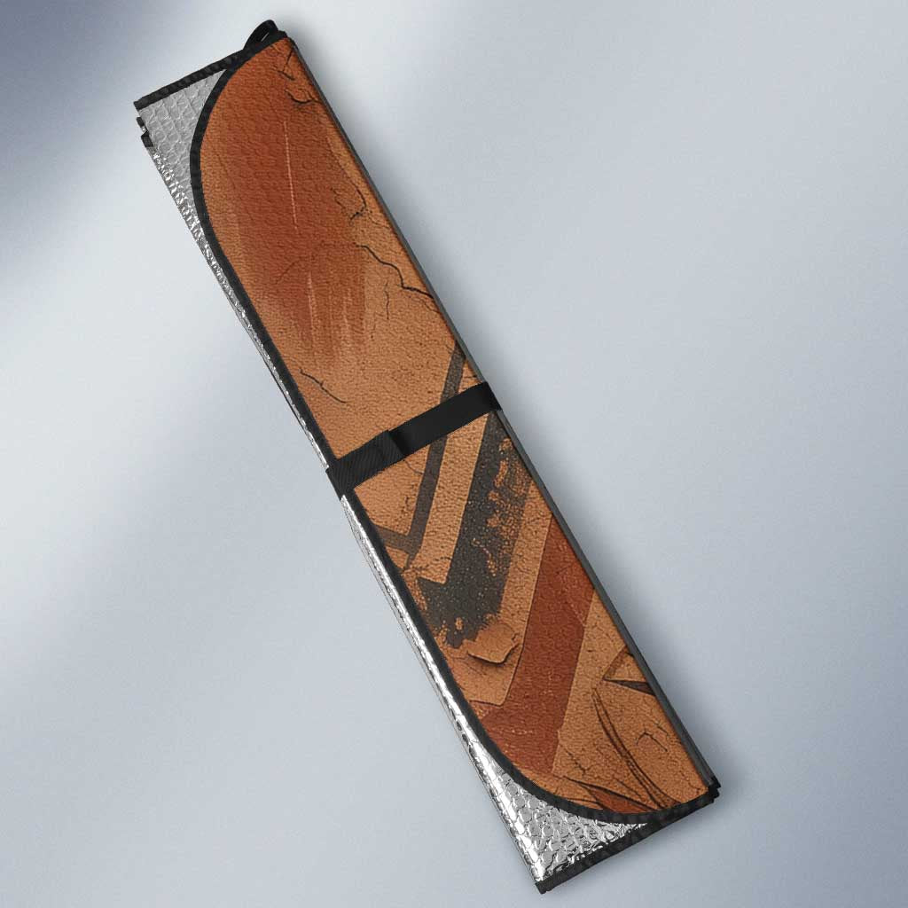 Khnum Auto Sun Shade Ancient Egyptian Earthy Cracked Papyrus - Divine Potter - Wonder Print Shop