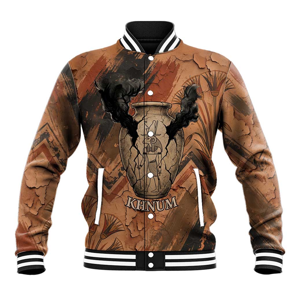 Khnum Baseball Jacket Ancient Egyptian Earthy Cracked Papyrus - Divine Potter - Wonder Print Shop