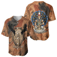 Khnum Baseball Jersey Ancient Egyptian Earthy Cracked Papyrus - Divine Potter - Wonder Print Shop