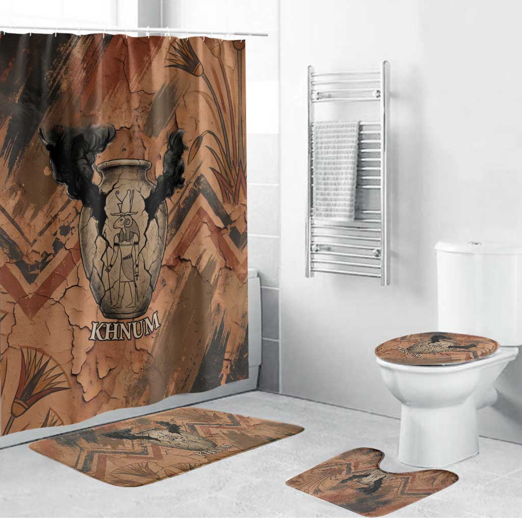Khnum Bathroom Set Ancient Egyptian Earthy Cracked Papyrus - Divine Potter - Wonder Print Shop