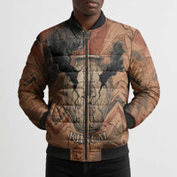 Khnum Bomber Puffer Jacket Ancient Egyptian Earthy Cracked Papyrus - Divine Potter - Wonder Print Shop