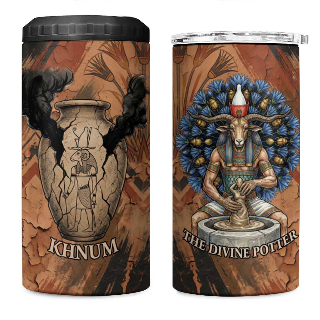 Khnum 4 in 1 Can Cooler Tumbler Ancient Egyptian Earthy Cracked Papyrus - Divine Potter - Wonder Print Shop