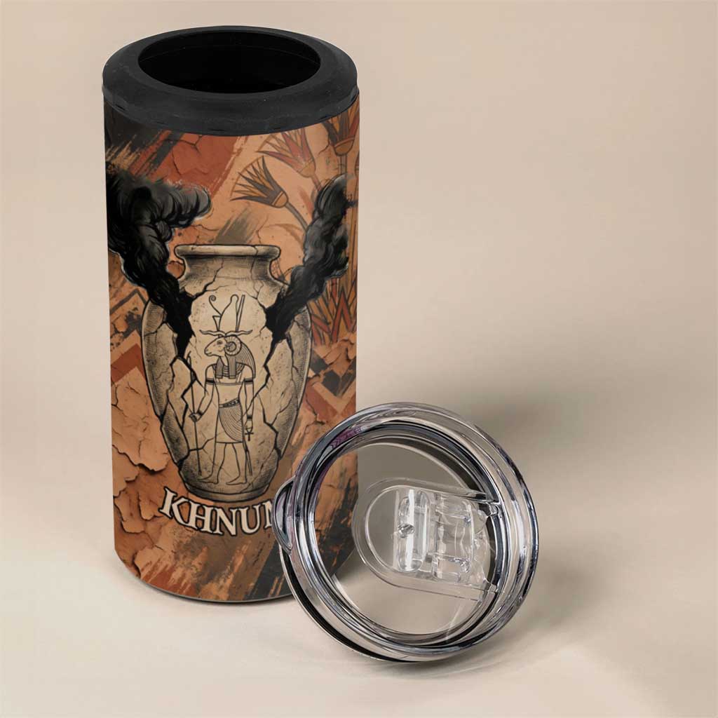 Khnum 4 in 1 Can Cooler Tumbler Ancient Egyptian Earthy Cracked Papyrus - Divine Potter - Wonder Print Shop
