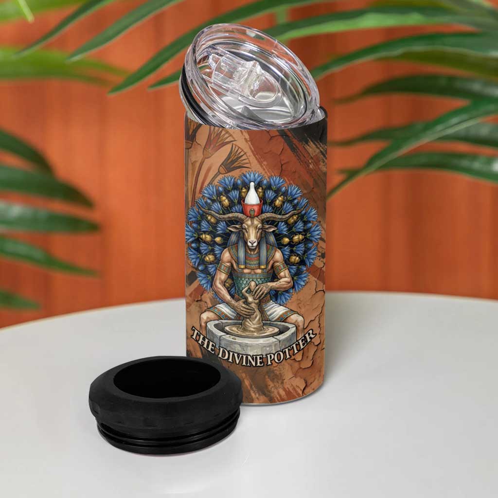 Khnum 4 in 1 Can Cooler Tumbler Ancient Egyptian Earthy Cracked Papyrus - Divine Potter - Wonder Print Shop