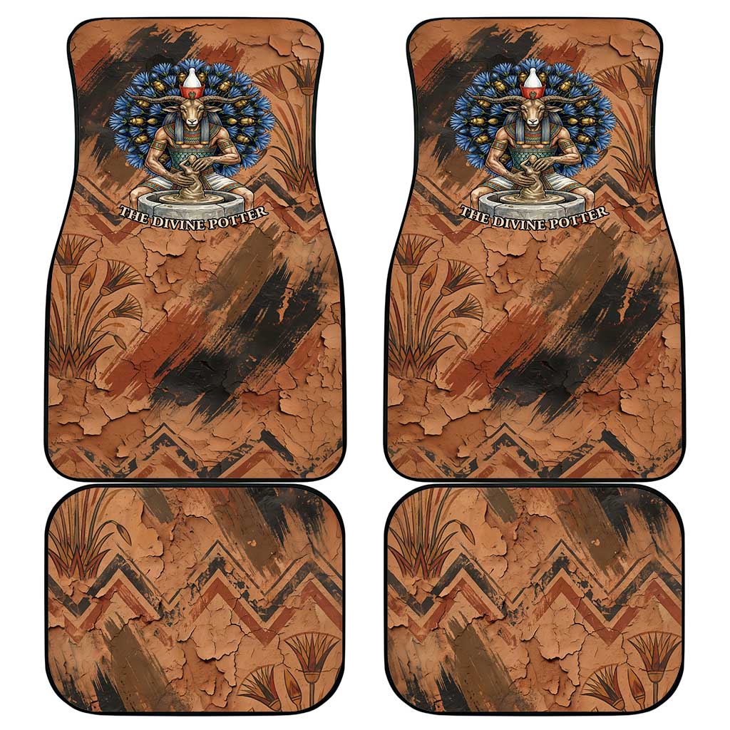 Khnum Car Mats Ancient Egyptian Earthy Cracked Papyrus - Divine Potter - Wonder Print Shop