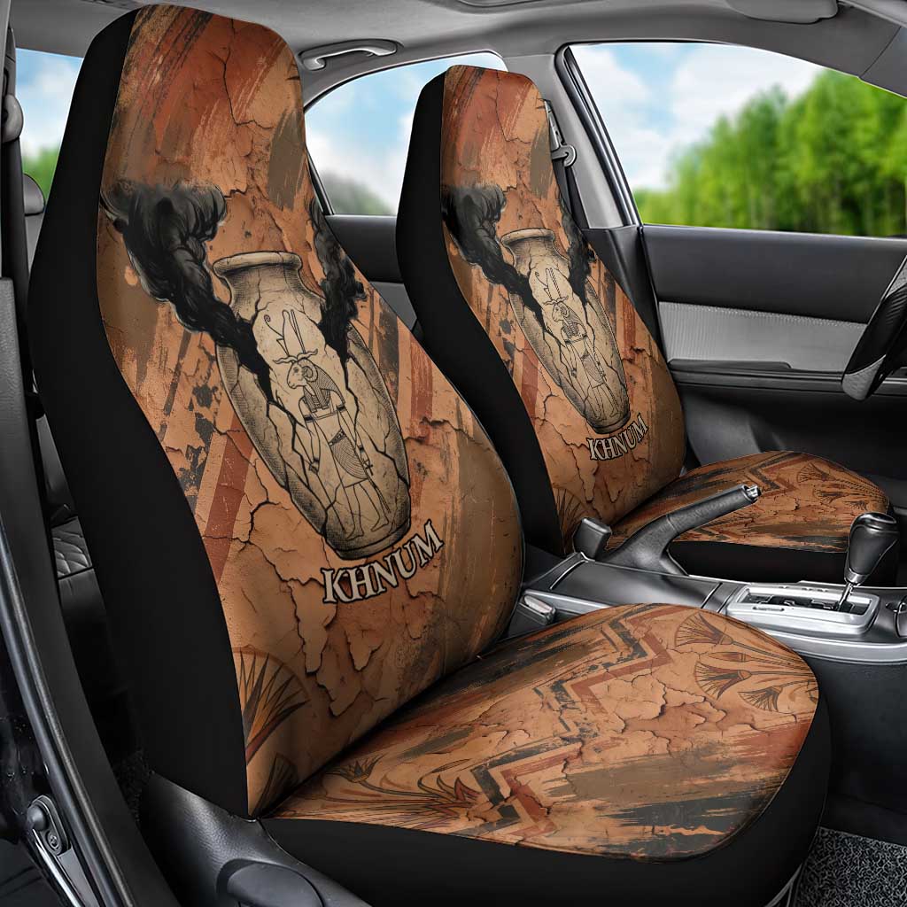 Khnum Car Seat Cover Ancient Egyptian Earthy Cracked Papyrus - Divine Potter - Wonder Print Shop
