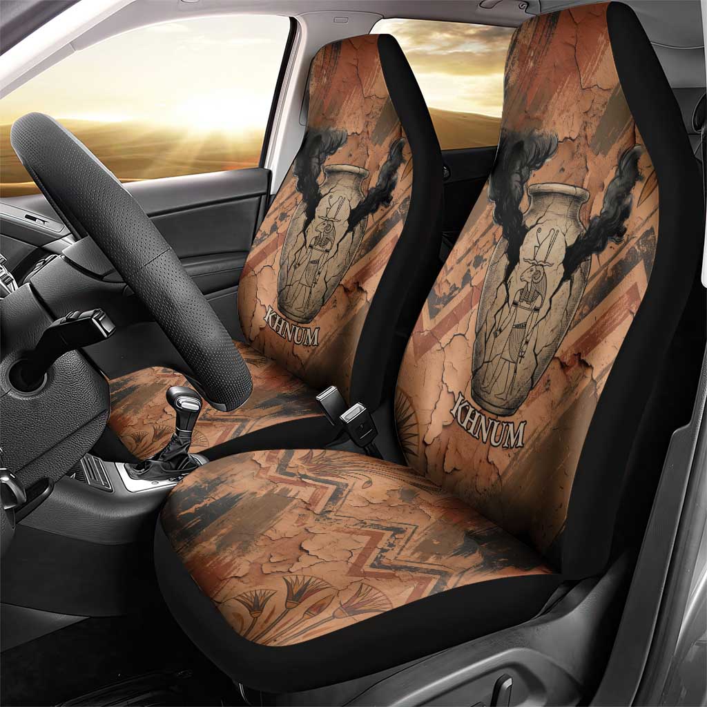 Khnum Car Seat Cover Ancient Egyptian Earthy Cracked Papyrus - Divine Potter - Wonder Print Shop