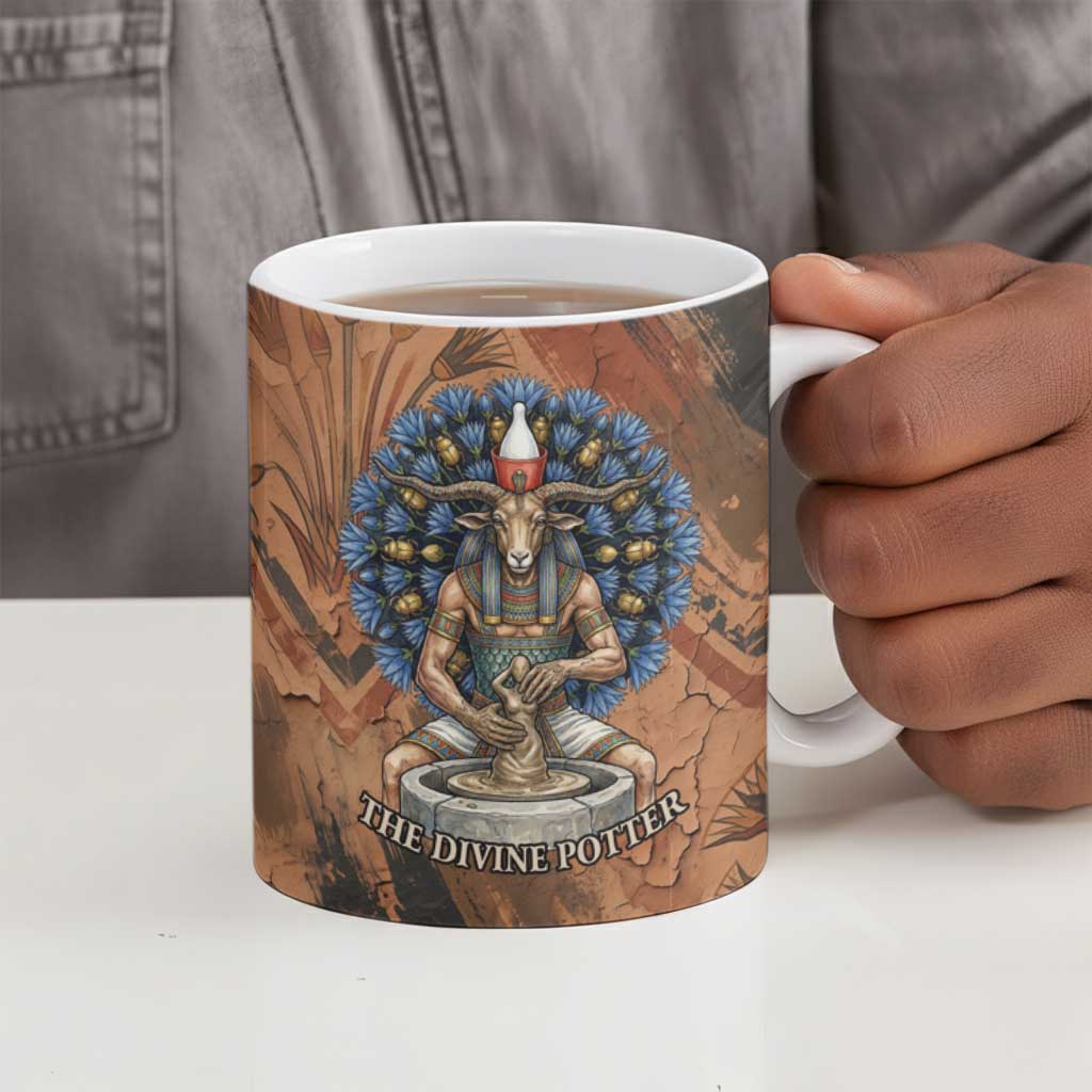 Khnum Ceramic Mug Ancient Egyptian Earthy Cracked Papyrus - Divine Potter - Wonder Print Shop