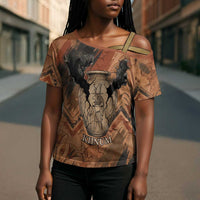 Khnum Cross Shoulder Shirt Ancient Egyptian Earthy Cracked Papyrus - Divine Potter - Wonder Print Shop