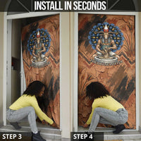 Khnum Door Cover Ancient Egyptian Earthy Cracked Papyrus - Divine Potter - Wonder Print Shop