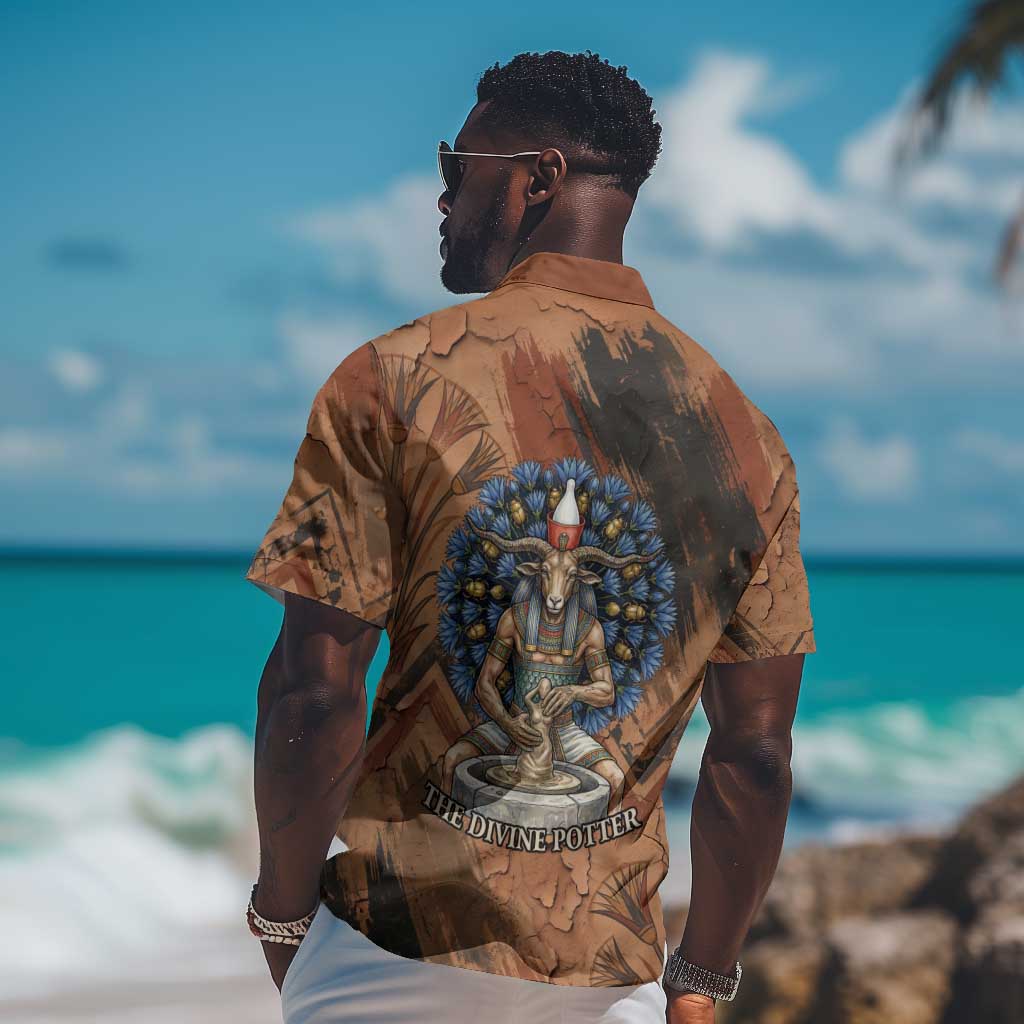 Khnum Hawaiian Shirt Ancient Egyptian Earthy Cracked Papyrus - Divine Potter - Wonder Print Shop